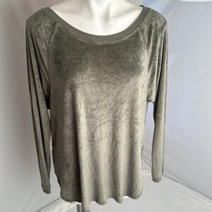 Hard Tail Pane raglan sleeve olive green velour pullover